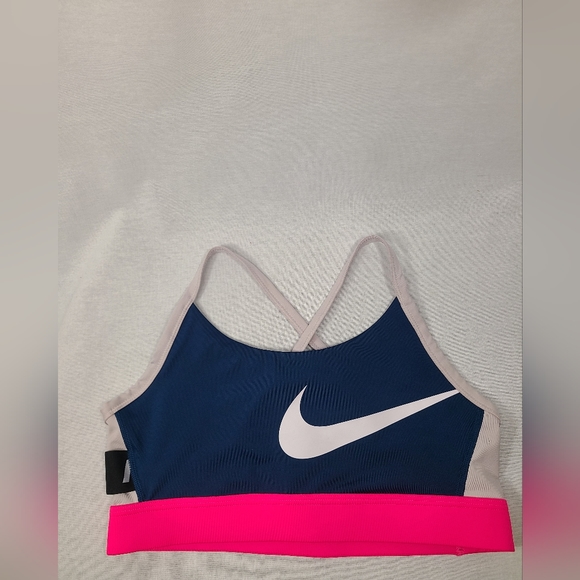 Nike Icnclsh Women Training Bra Pink/White/Navy size large womens - Picture 3 of 5